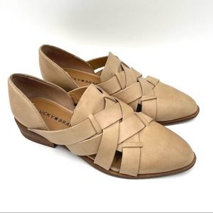 LUCKY BRAND Shoes Preekah Woven Skimmer Flats Braided Pointy Leather Size 6